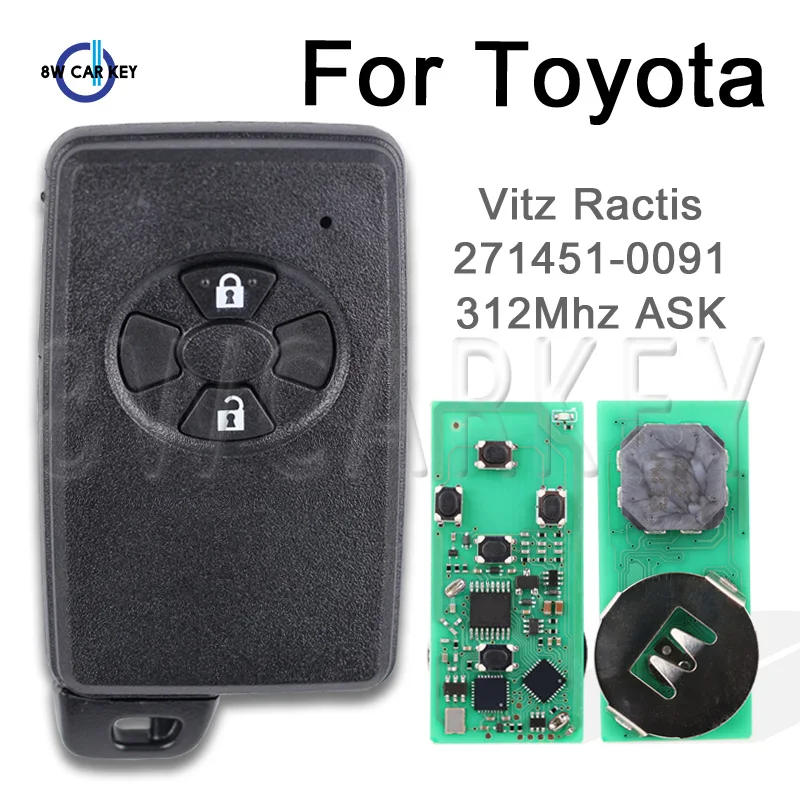 Remote Car Key for Toyota Vitz Ractis IST 2005-2013 4D Chip 312Mhz Control Car Keys Fob FCC 271451-0091 2button