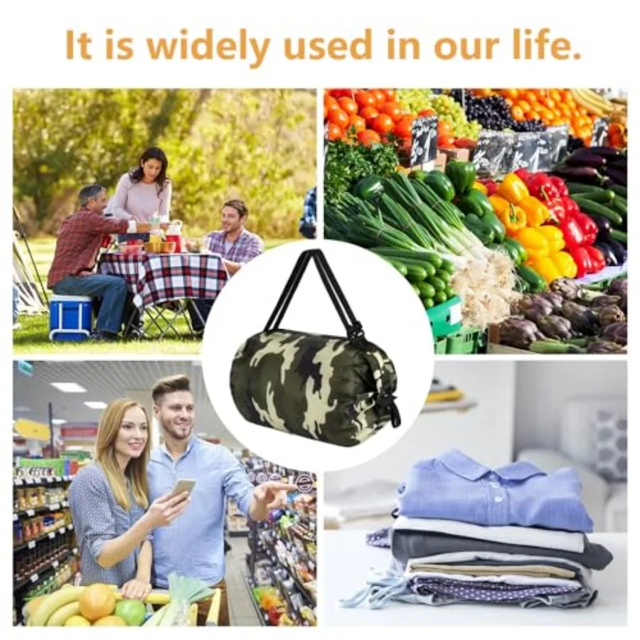 Reusable Shopping Bags, Foldable Grocery Storage Tote, Waterproof Oxford Cloth Bag for Shop, Large Durable Heavy Duty