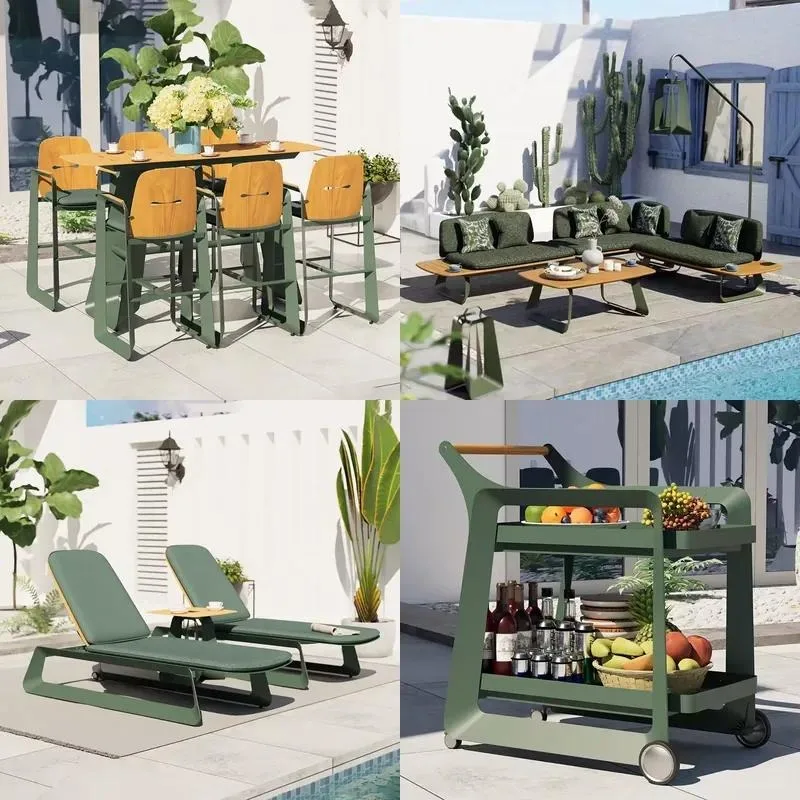 New High End Aluminum Dining Table And Chair Set Outdoor Courtyard Garden Furniture