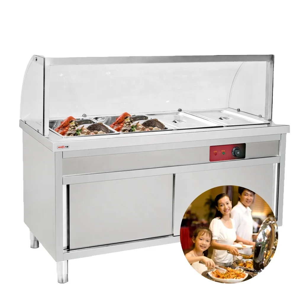 

Коммерческий электрический подогреватель пищи из нержавеющей стали, паровой стол для ресторана/столовой, витрина-подогреватель для сохранения тепла, кухонные шкафы