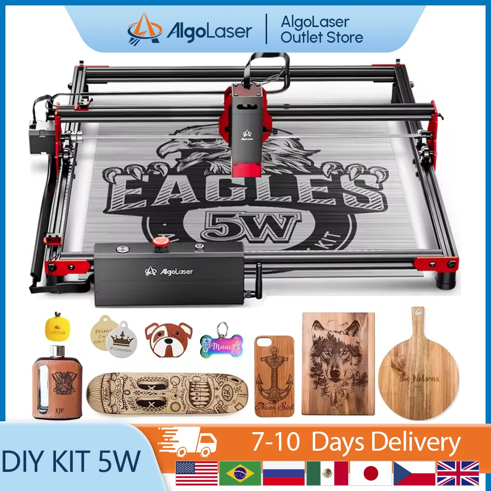 

AlgoLaser DIY KIT 5W High Precision Engraving Cutting MachineWood Plywood Plastic Leather Stainless Steel CNC Cutter Engraver