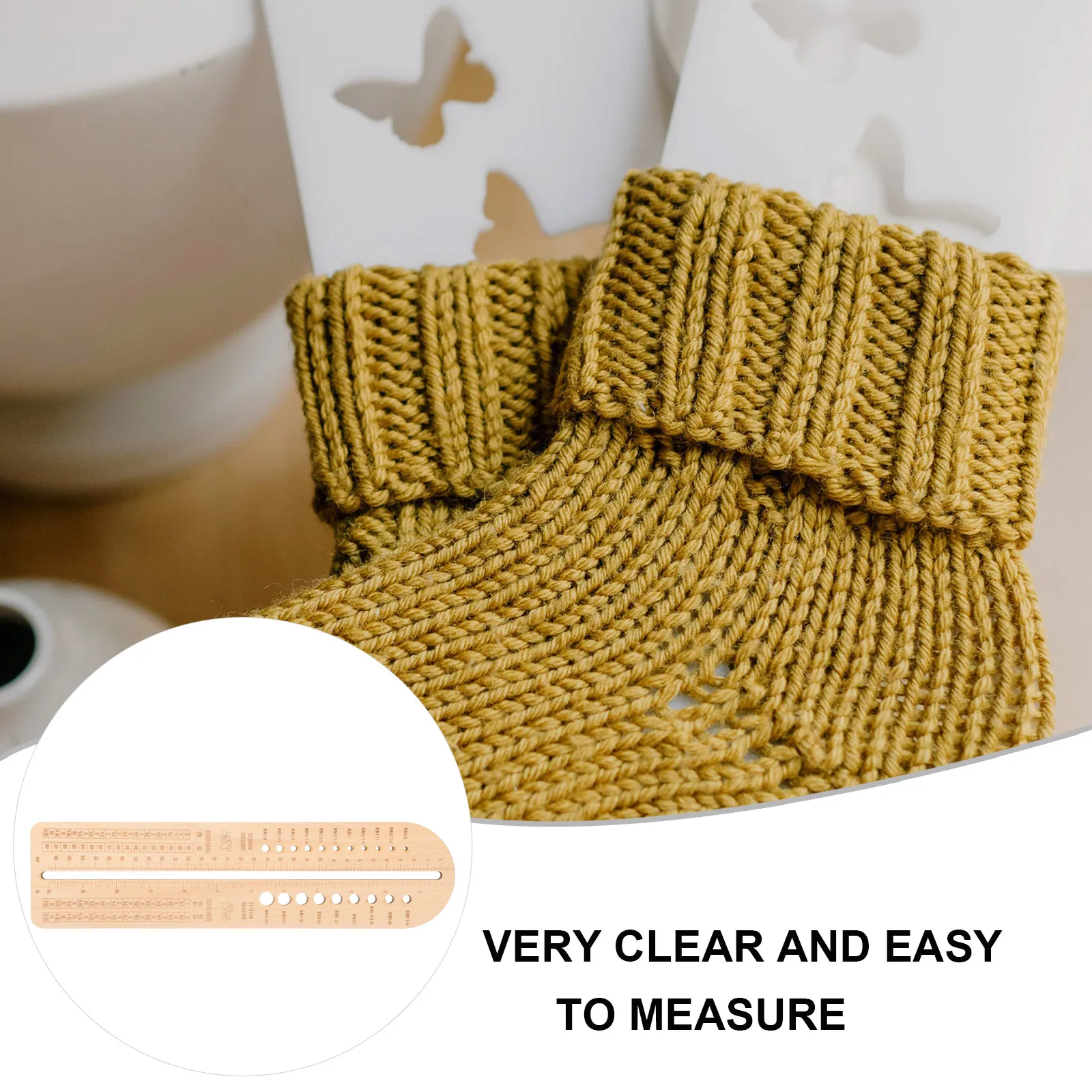 

Wooden Sock Knitting Ruler For Crochet Needle Gauge Crochet Tool Needle Ruler Sewing Measuring Device Weaving Aid