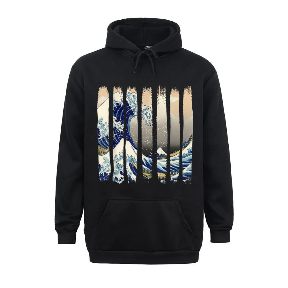 

Hoodie Edo Japan Hokusai Great Wave Off Kanagawa Tsunami New Design Mens Hooded Hoodies Design Long Sleeve Cotton Casual