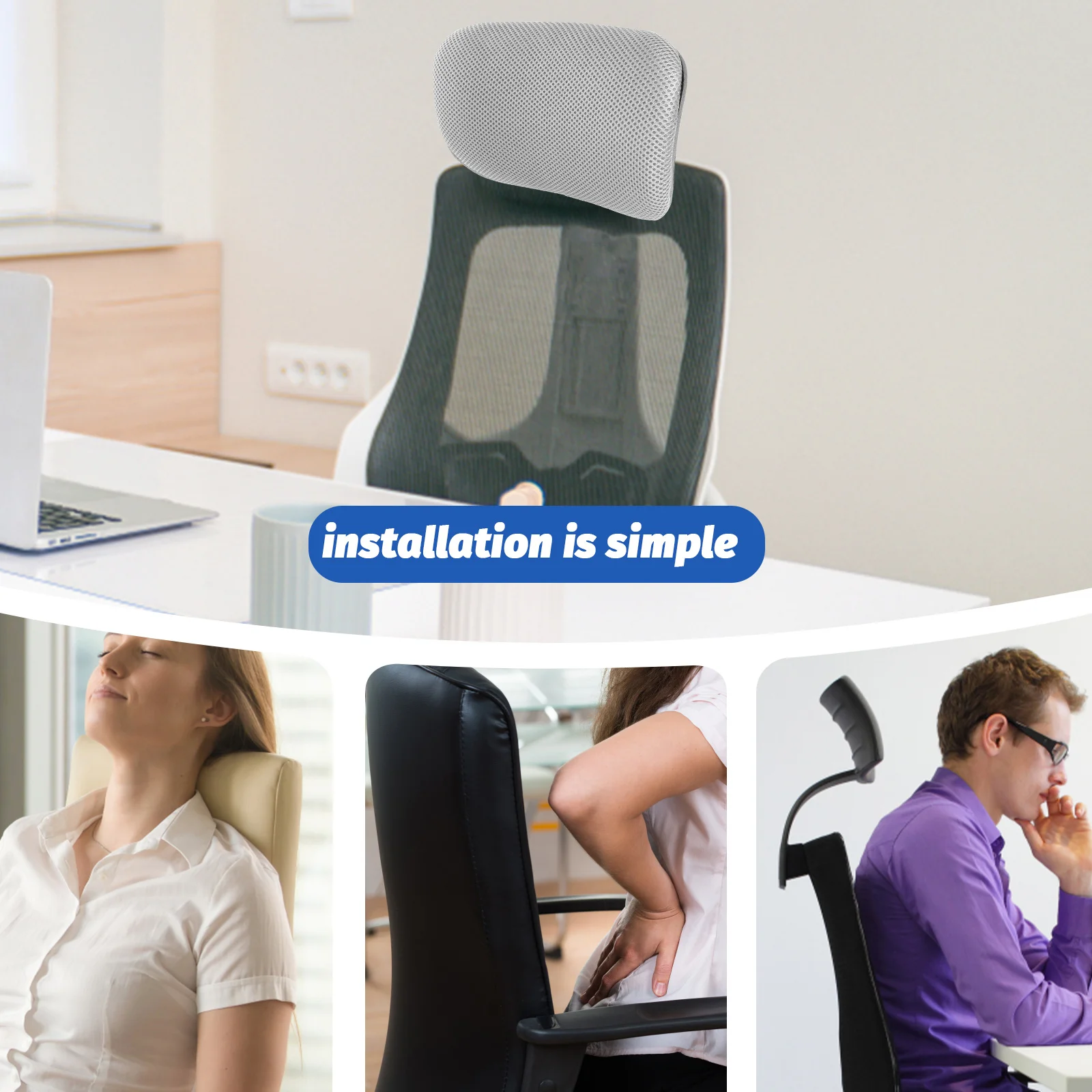 Computer Chair Head Ergonomic Headrest for Work Pillow Chaise Longue Neck Guard Back Pain Office Supply Plastic