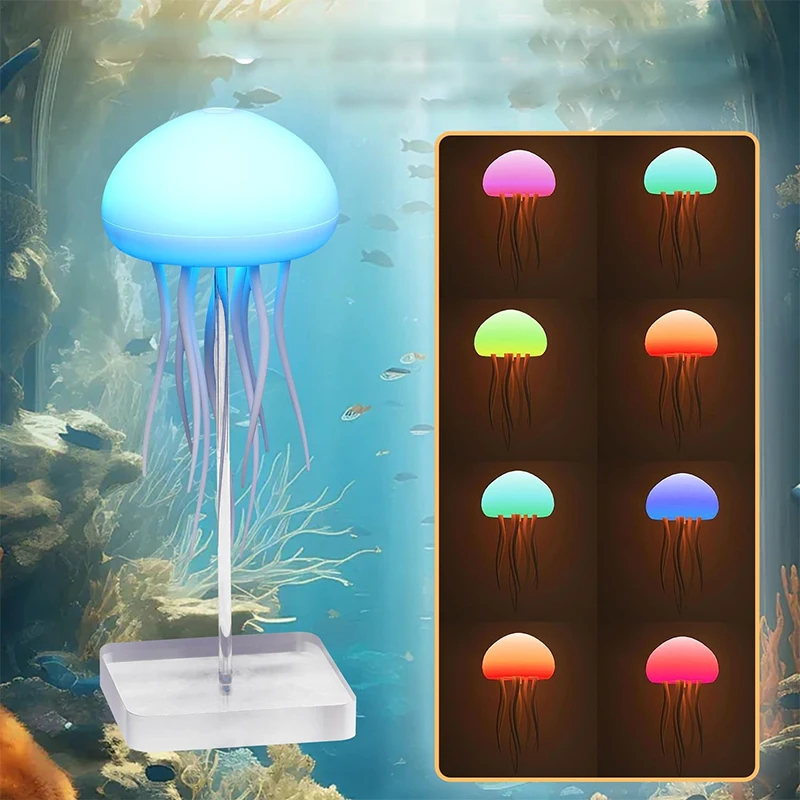 

Voice-Activated Bionic Jellyfish Lamp, Dancing Whiskers - RGB Gradient Bedside Lamps, Rechargeable Touch Sensor Table Light