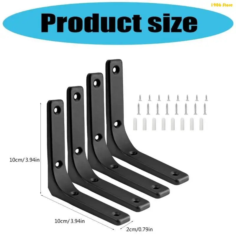 U1JB 4PCS شاملة L شكل Lape Lape Bracket بوصة عائمة الدعم الدعم لزاوية المشاركة لتركيب DIY مع المسمار