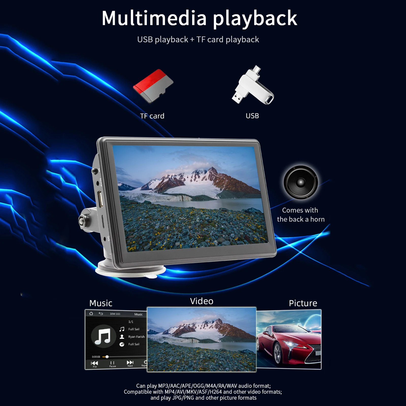 Reproductor Multimedia de vídeo y Radio para coche, de 7 pulgadas dispositivo Universal, MP5, Carplay, Android, Mirror Link, Monitor de escritorio