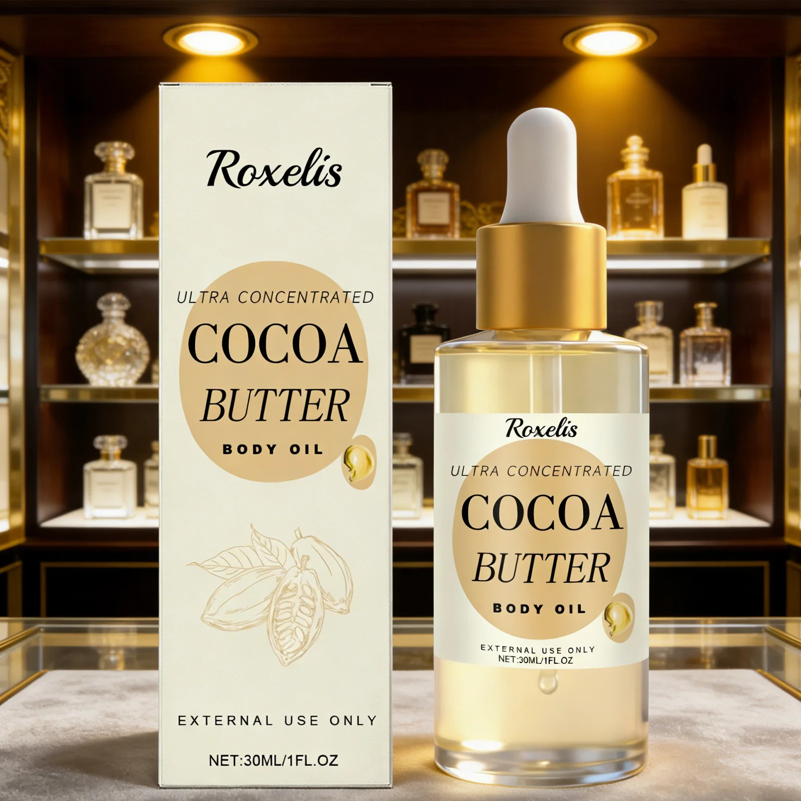 Cocoa Butter Body Oil - Long Lasting Moisturizing Nourishing Oil All Skin Types | Rich Fragrance Hydrating Essential Body Oil