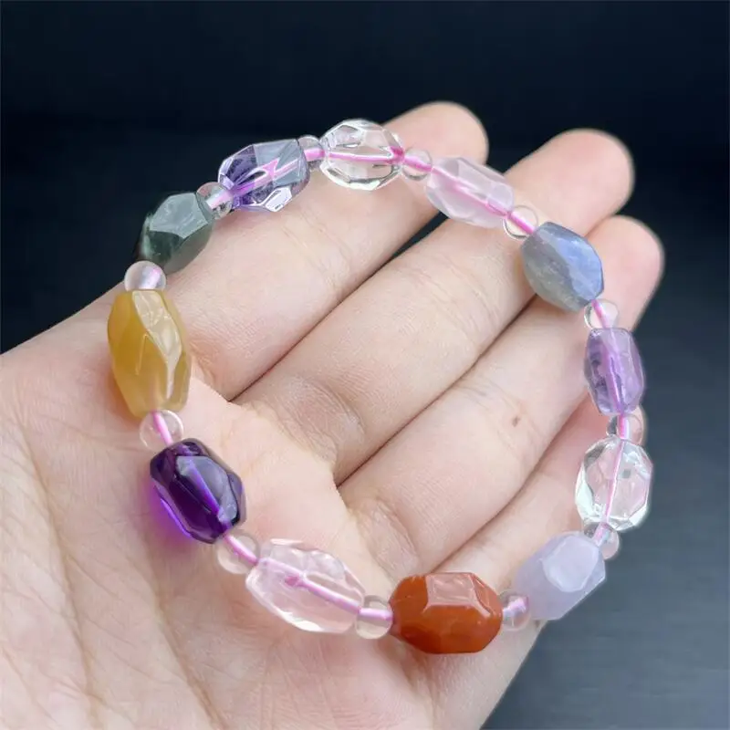 8.8MM Natural Crystal Quartz Freeform Bracelet Reiki Healing Energy Crystal Stretch Bracelet Couple Jewelry Gift 1PCS