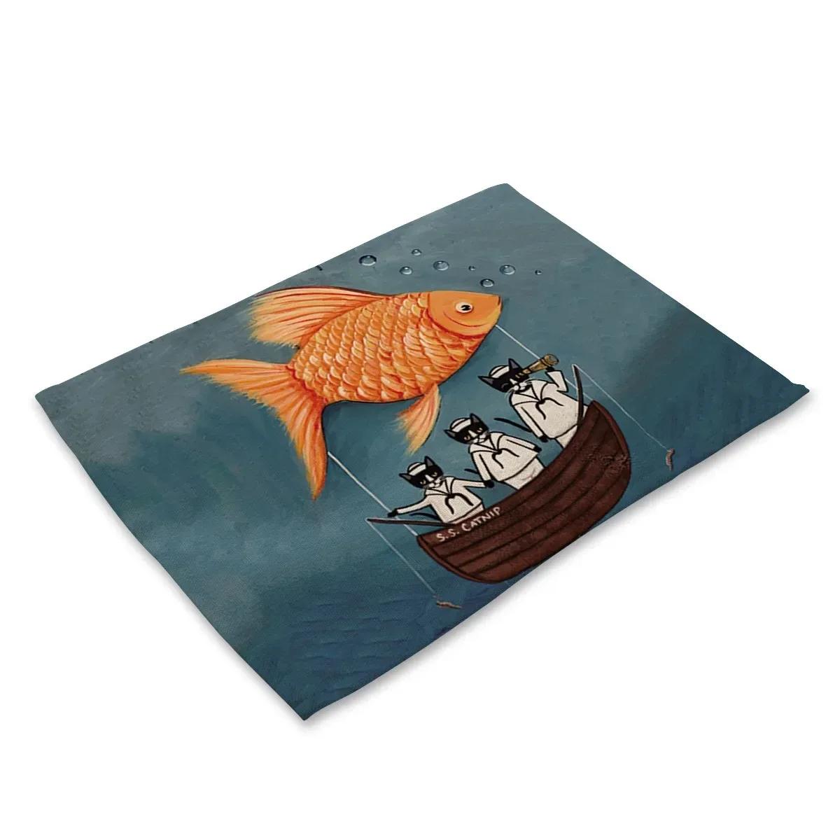 Cat Table Placemats with Cartoon Cat in Sweater and Coffee Patterns Cute Design Decorative Mats for Kitchen and Dining Table