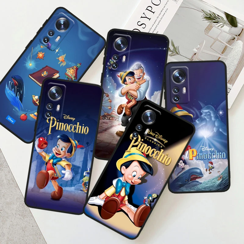 Disney Pinocchio Cute For Xiaomi Mi 14 13 12T 12S 12X 12 11i 11X 11T 11 Ultra Lite Pro Soft Silicone Black Phone Case