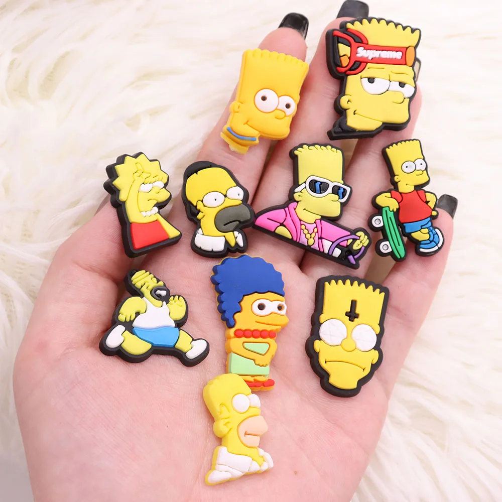 Hot Sales 1-19Pcs Cartoon The Simpsons Marge Bart PVC Adult Garden Shoe Charms Lovely Designer Accessories