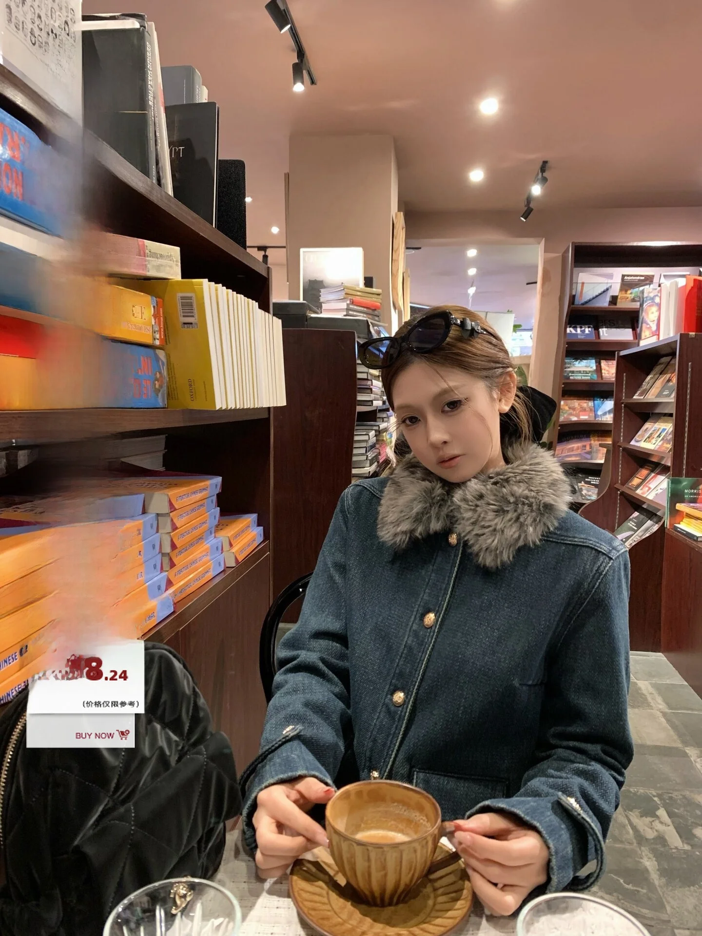 

ato Hero Old Money 20 Vintage Sle Fce Lined oulder Length Button up Women's Denim Jaet Waed Blue with Fur Collar