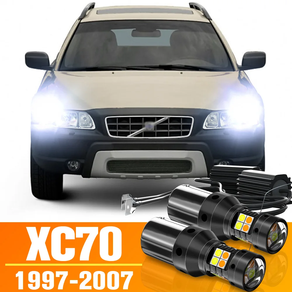 2pcs Dual Mode LED Turn Signal+Daytime Running Light DRL Accessories For Volvo XC70 1997-2007 2000 2001 2002 2003 2004 2005 2006