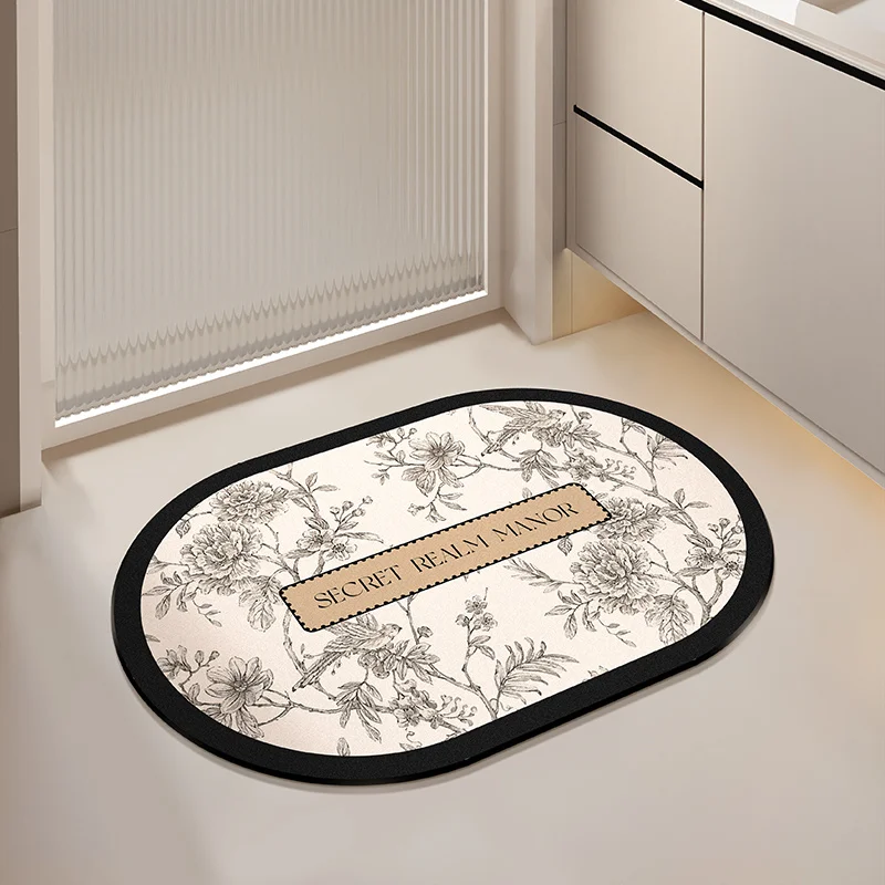 New Modern Elegant Style Diatomite Foot Mat Bathroom Rug Non-Slip Water Uptake Rectangle Fashion Home Accessories Customization
