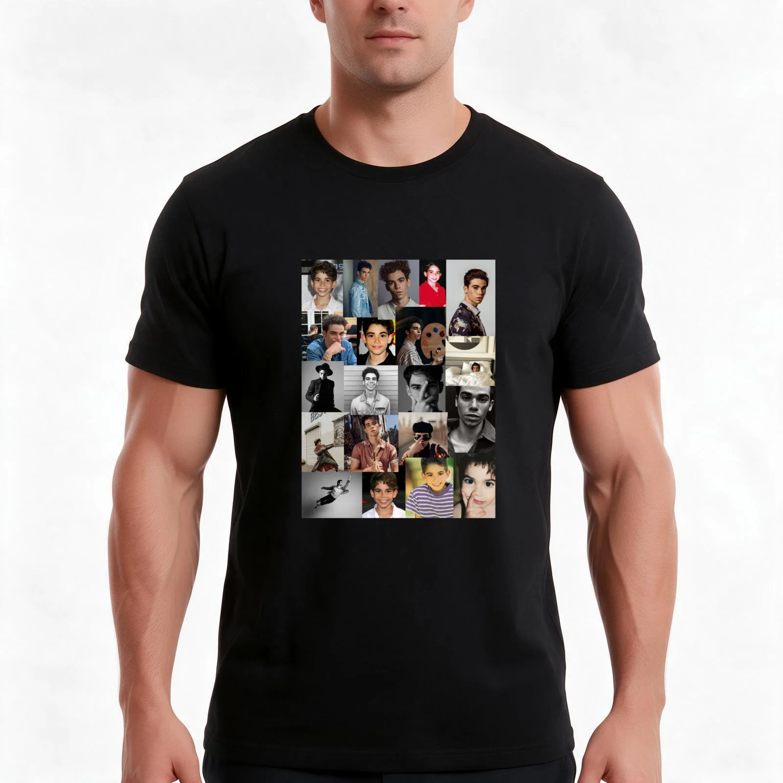 Cameron Boyce Collage T-Shirt, Summer Casual Cotton Tee, Oversized Streetwear Tops, Vintage Graphic Print, Unisex Men Women