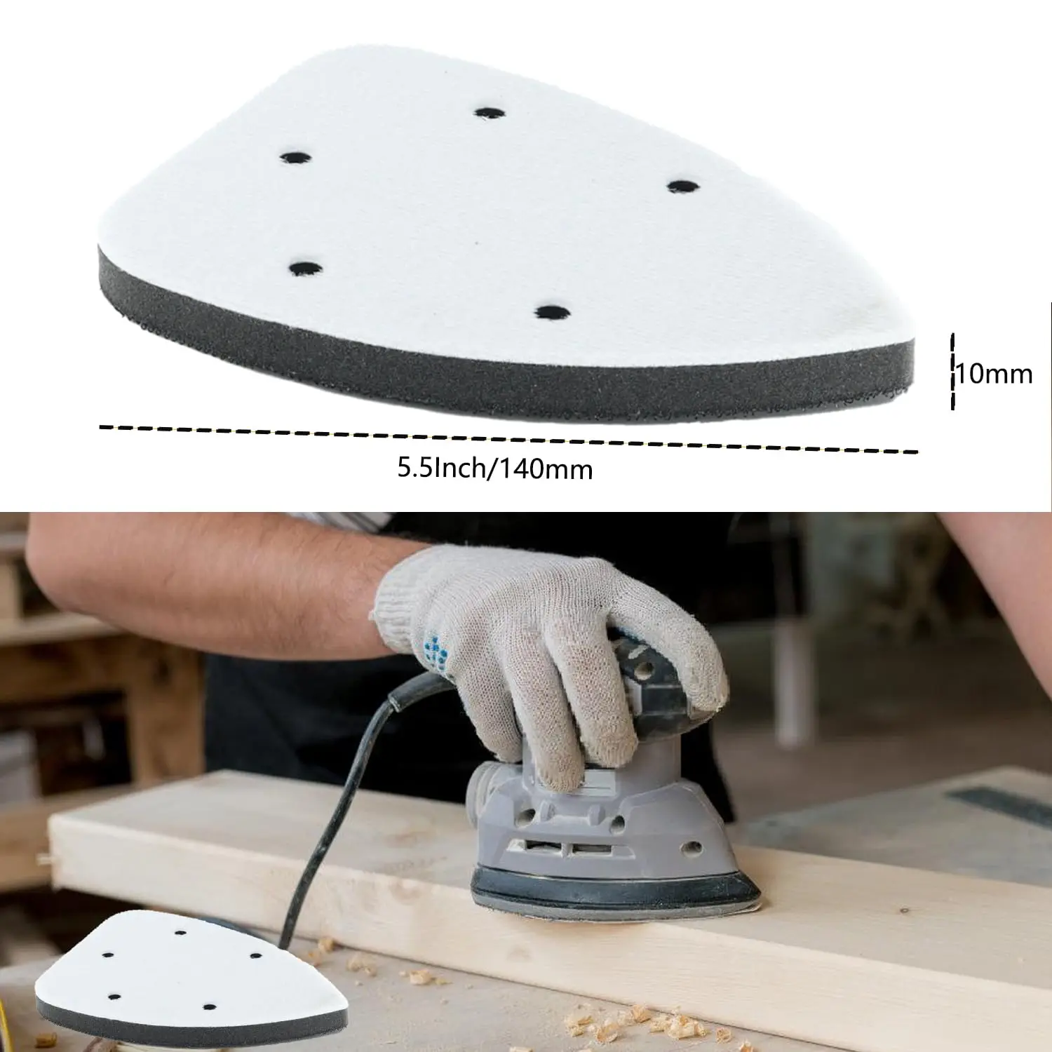 3pcs Mouse Detail Sanding Interface Pad 140mm*90mm 5 Holes Foam Interface Mouse Sander Sandpaper Backing Pad ﻿