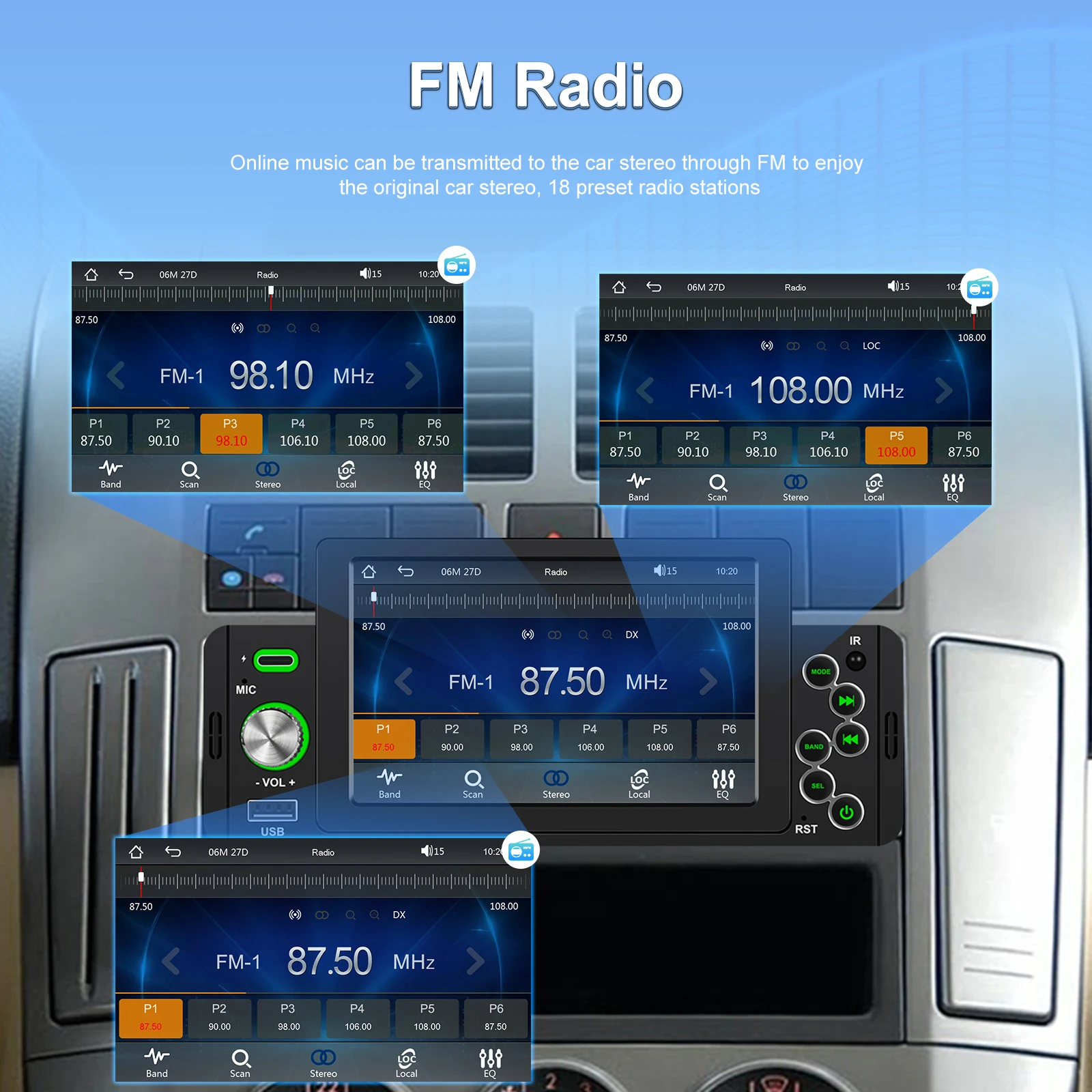Hikity 1DIN راديو السيارة العالمي السلكية Carplay أندرويد السيارات مرآة ربط بلوتوث راديو FM استقبال سيارة مشغل MP5 USB EQ الصوت #4
