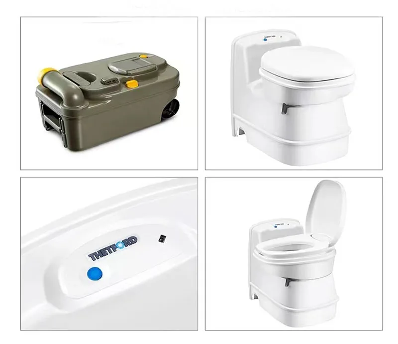 Yacht Quiet Restroom Of RV Caravan With Wheeled Sewage Tank & Buffer Cover Plate WC Toilet For Prefab Houses Caravan Restroom