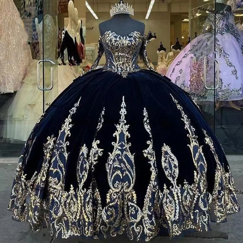 Robe De soirée en velours rouge pour filles De 15 ans, en dentelle et paillettes, style mexicain, 2021