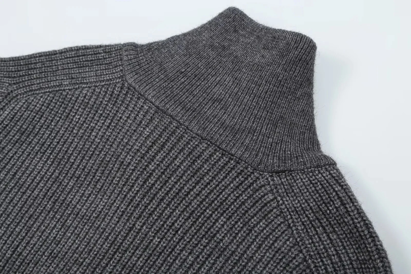 KONDALA Damen Trendiges Pendler-Hosen-Set Reißverschluss-Revers-Strickjacke Elastische Taille Hose Neue Mode 2026 Herbst Winter Freizeit-Set – Detail 27