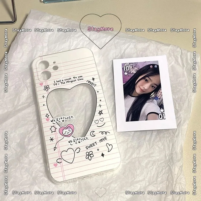 

Cartoon Card Photo frame Clear Soft Case protection for iPhone 16 15 13 12 11 14 Pro Max XS XR 7 8 16 Plus X SE lovely Coque