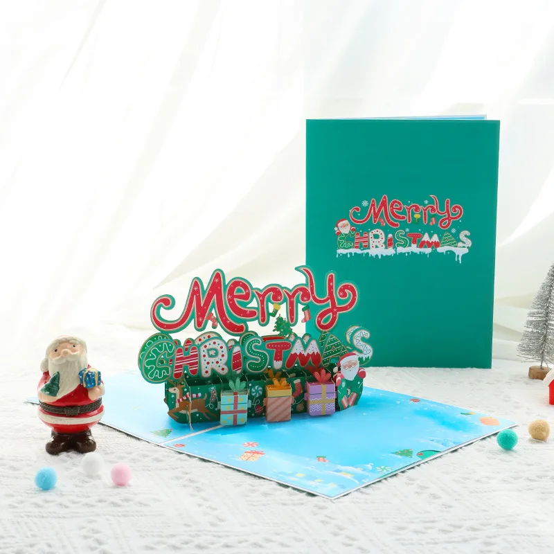 Christmas3dStereoscopic Greeting Cards Holiday Blessing Message Card Cross-Border Amazon Paper Carving Creative Gift Wholesale