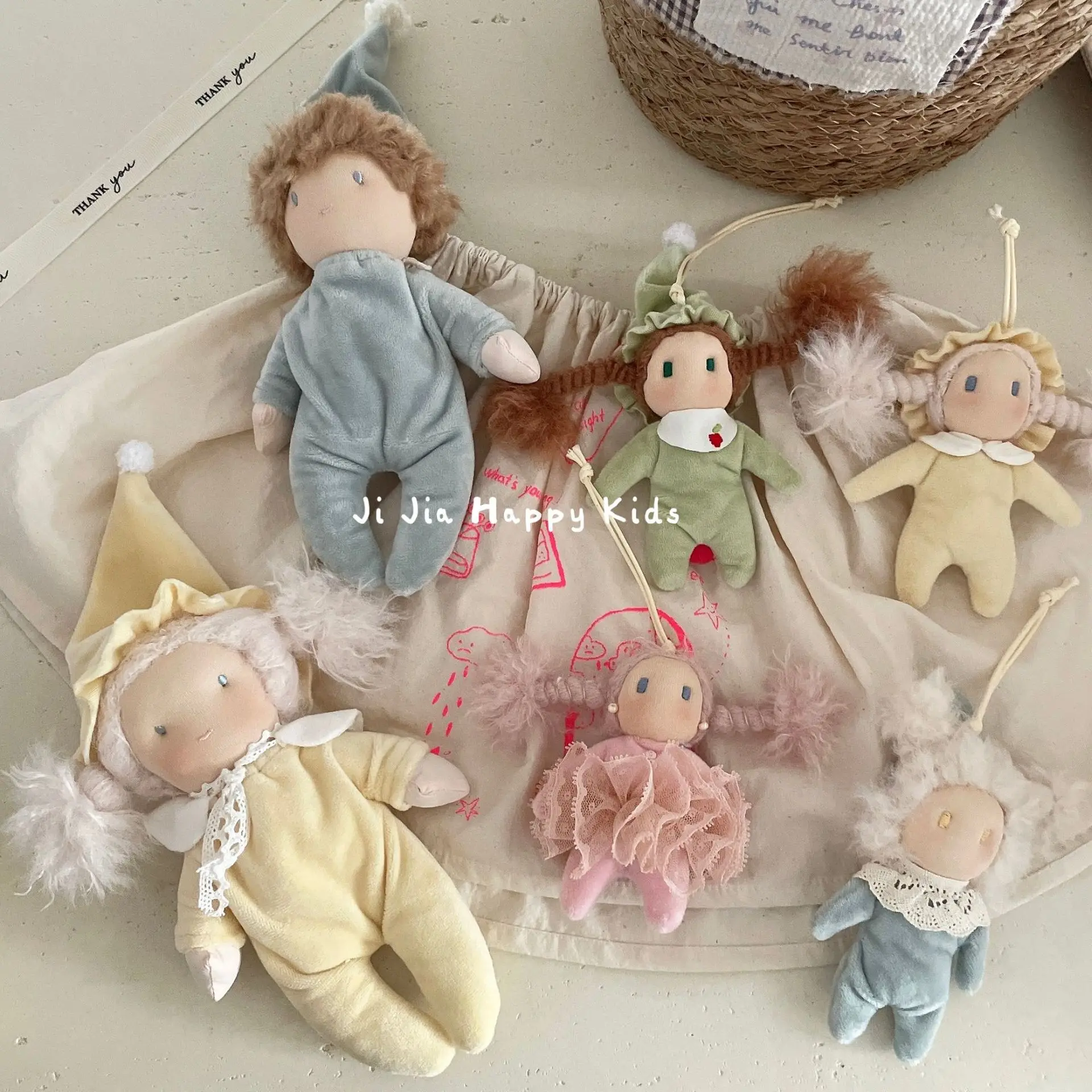 Keychain Handmade Doll Pendant Cute Fabric Girl Mini Soft Durable Charm for Backpack Purse Suitcase Phone Decoration Gift