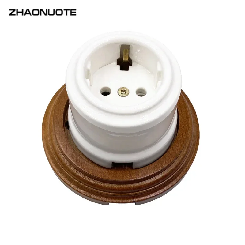 

Home Improvement High-quality Smooth Surface Ceramic Wall Outlet EU Socket Flame Retardant