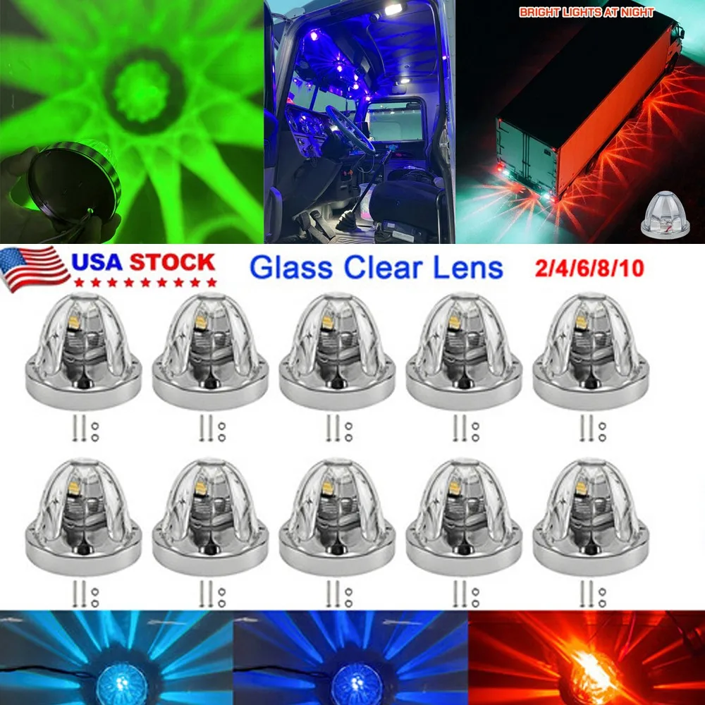 

10PCS LED Watermelon Marker Lights Glass Lens Starburst Water Melon Light Dual Color Waterproof Star Watermelon Lights 12V/24VV
