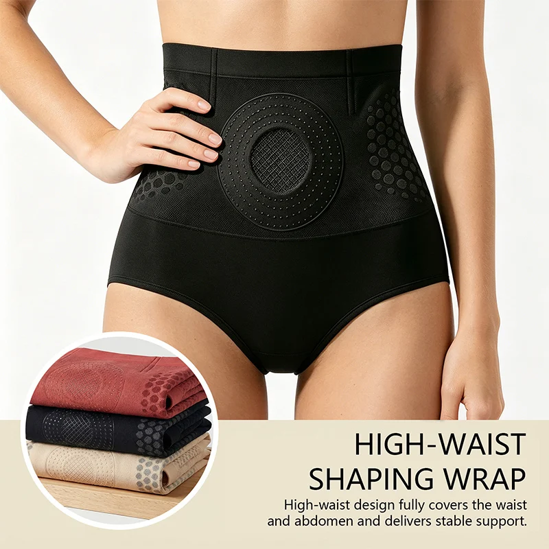 Women High Waist Tummy Underwear 4-in-1 Postpartum High Waist Shaping Seamless Hip Honeycomb Breathable Soft Slimming Underwear