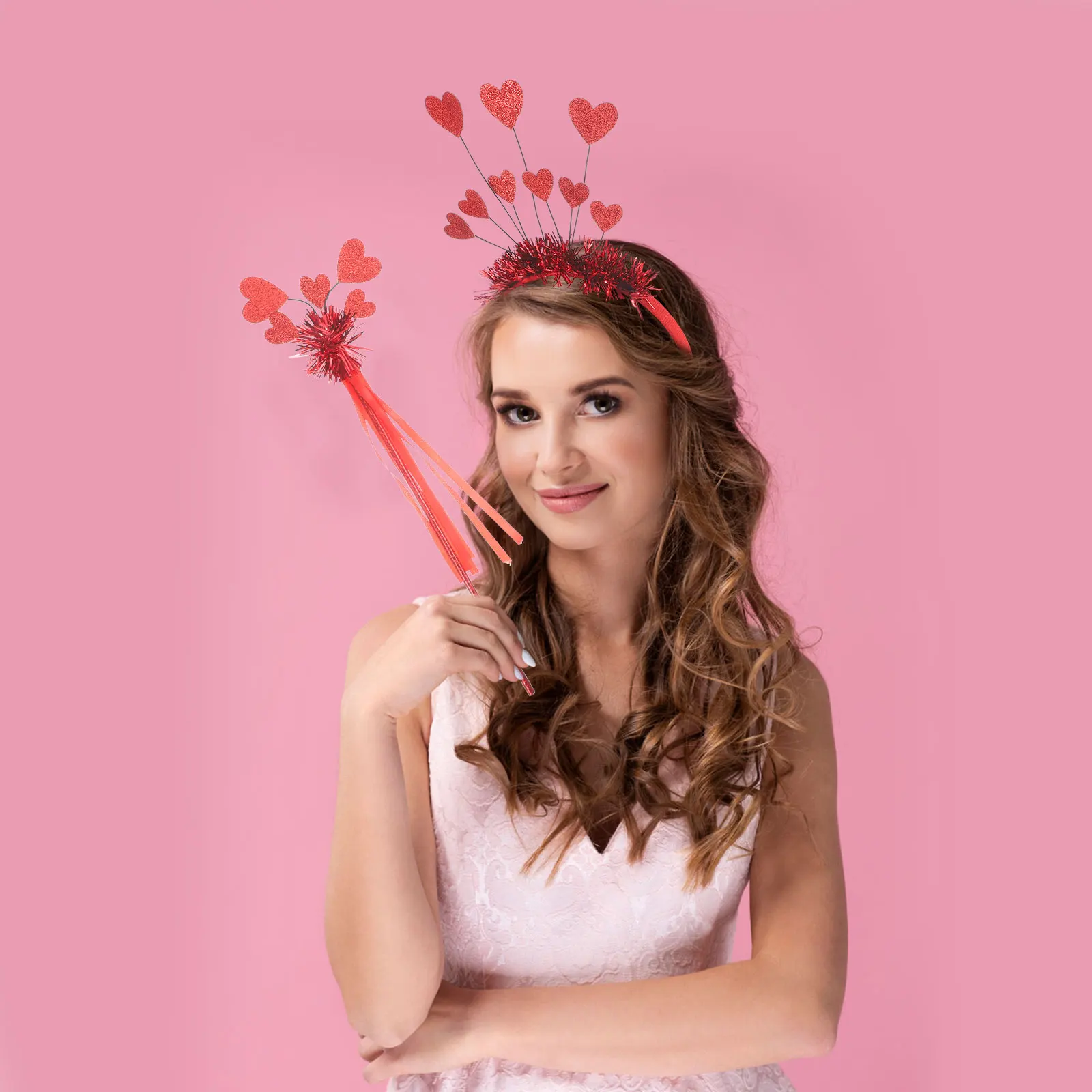 

1 set Red Headbands Valentine's Day Accessories Party Cosplay Special Occasion Romantic Decorative Charm