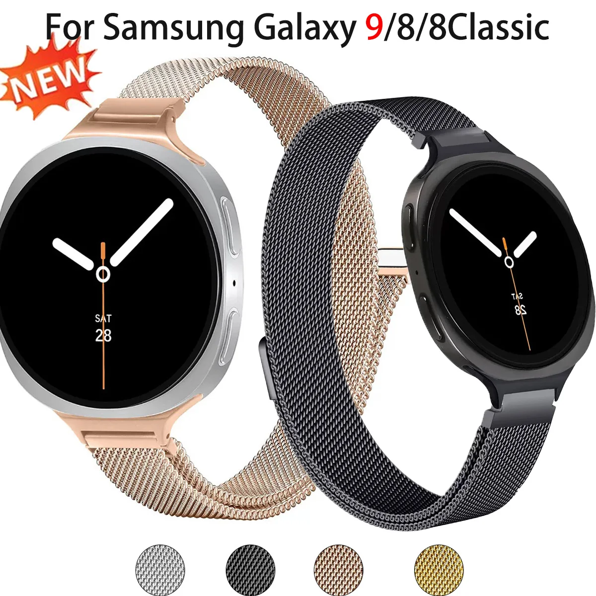 Slim Magnetic Metal Band for Samsung Galaxy Watch 9/8 40 44mm 8 Classic 46mm Woman Milanese Strap for Galaxy 9 40 44mm Bracelet