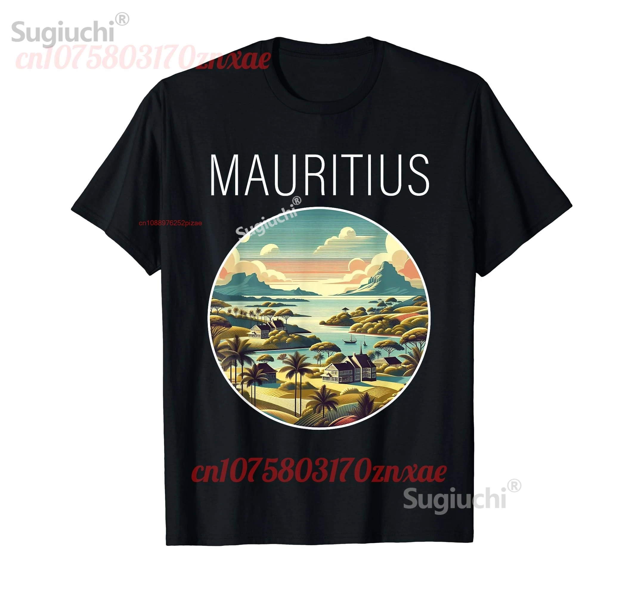 Футболка в стиле ар-деко из 100% хлопка с пейзажами Mauritius, мужские и женские футболки унисекс, размер S-6XL Футболка в стиле ар-деко из 100% хлопка с пейзажами Mauritius, мужские и женские футболки унисекс, размер S-6XL