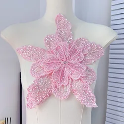 2023 Nuovo scintillante perline per unghie paillettes pizzo grande fiore abito da sposa Cheongsam cappello per bambini accessori per abiti