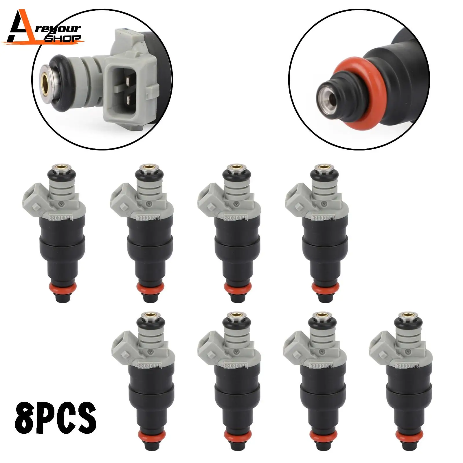 Areyourshop 8PCS Fuel Injectors Fit For Grand Cherokee Ram3500/2500/1500 B3500 B2500 B1500 1996-1998 53030778 Car Parts