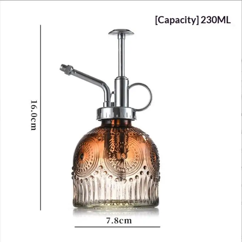 ⊹1Pc Glass Watering Spray Bottle Vintage Plastic Top Pump Watering Can Colored Glass Spary Bottle Plant Mister For House Plants