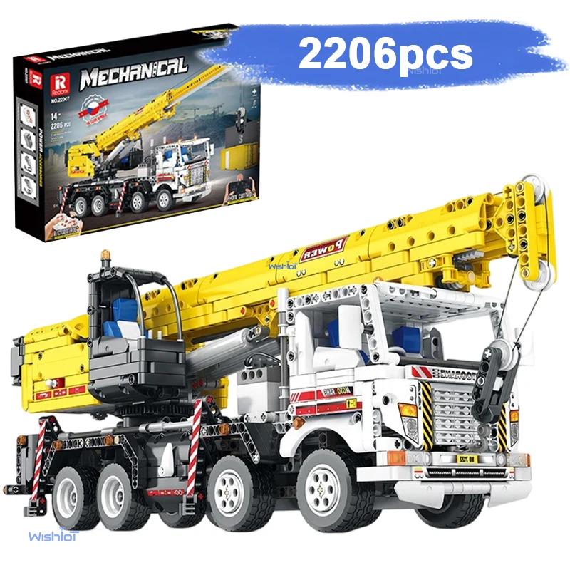 

City Mobile Crane Engineering Building Blocks Technology Bricks MOC Remote Control Truck Model Assembling Toys Boys Gift Set