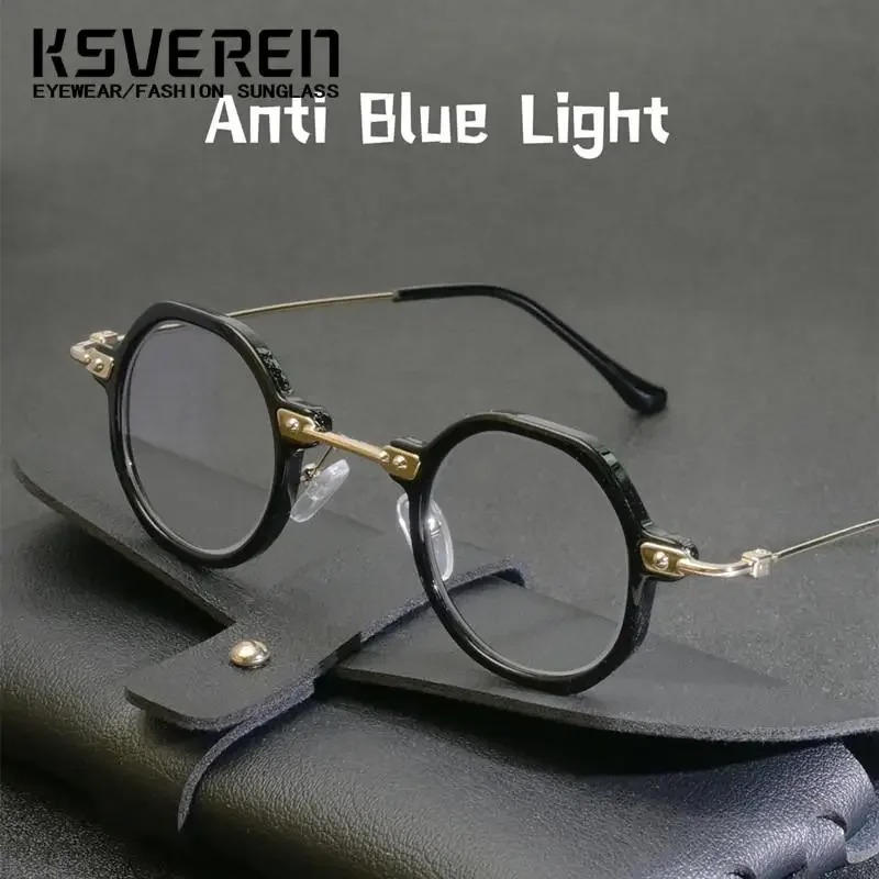 Фотохромные очки для чтения с защитой от синего света, мужские и женские круглые очки в стиле ретро, очки для пресбиопии, очки по рецепту KSVEREN