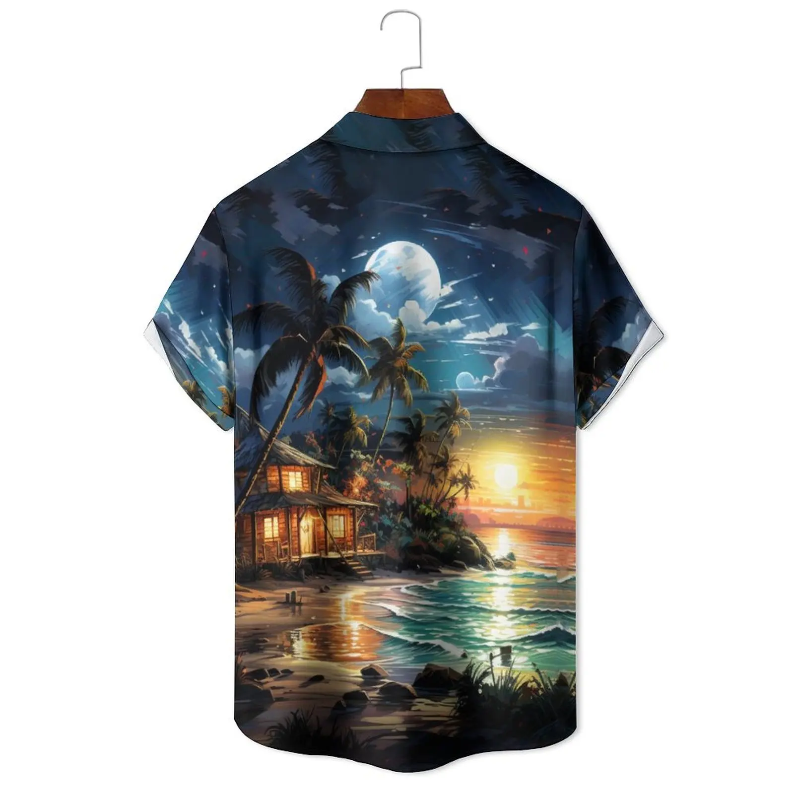 Fashionable Summer Men's/Women's Style Variety Simulation Oil Painting Comic Print Loose Casual Lapel Short-Sleeved Shirt