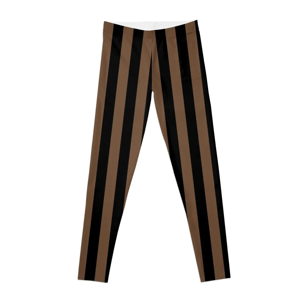 Coffee Brown and Black Vertical Stripes Leggings gym legging womans Leggings for girls