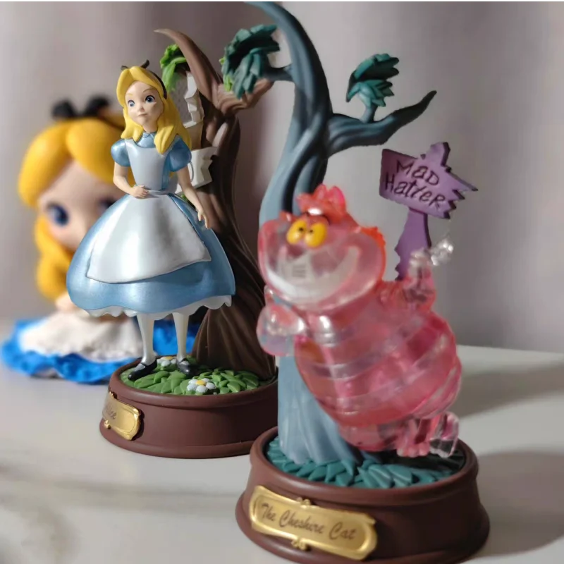 Original alice no país das maravilhas anime figura cheshire gato crianças brinquedos boneca de aniversário presente natal ornamentos modelo colecionável presente