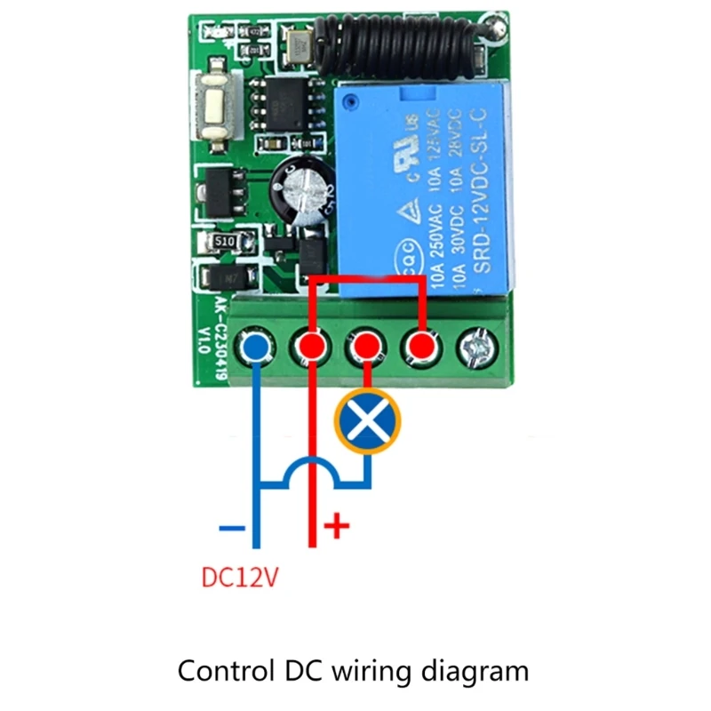 Remote Control Wireless Switches DC12V 1CH & Transmitter for Eletric Curtain Garage Door Electromagnetic Lock 315/433mhz