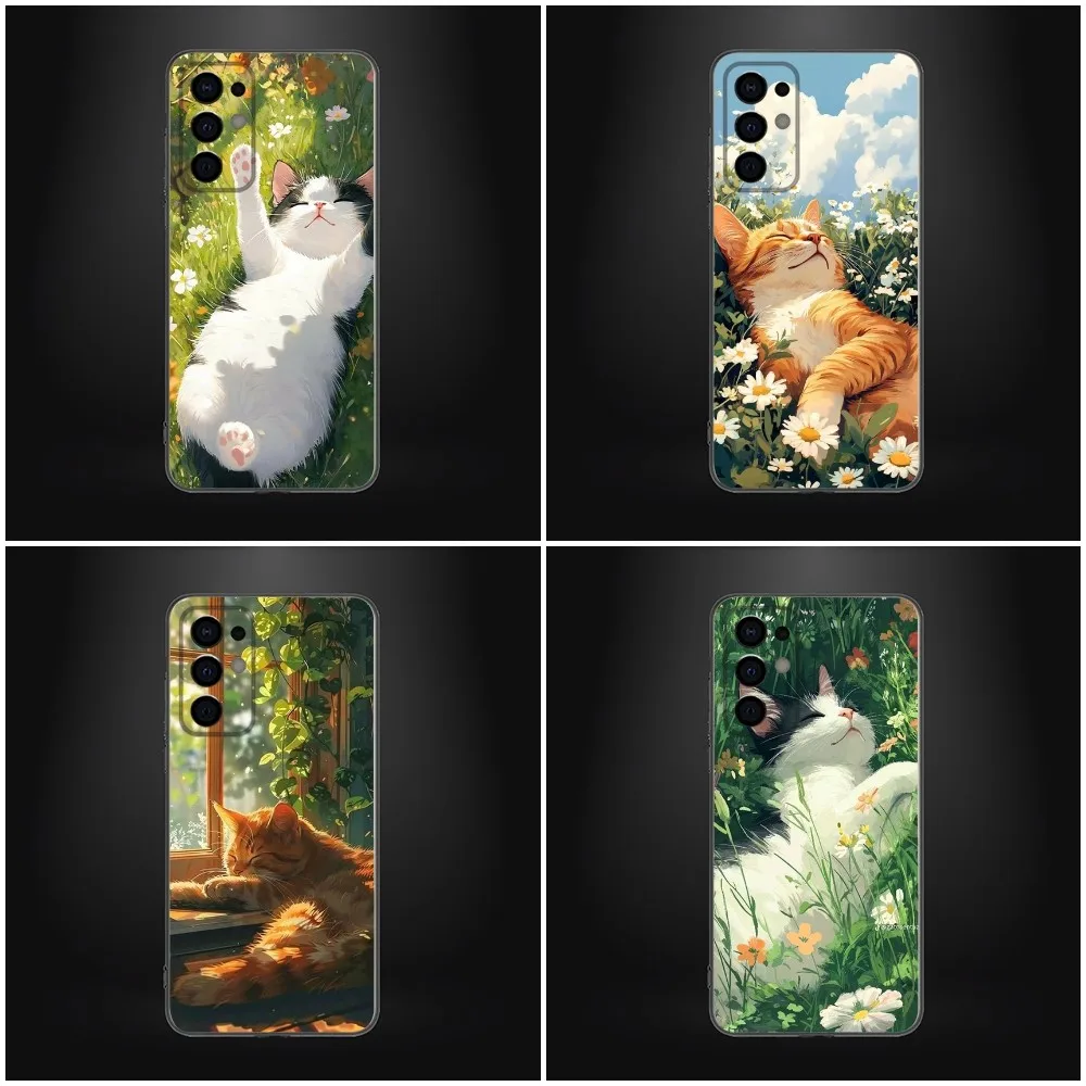 

Cute cats Phone Case For Samsung Galaxy A13,A21s,A22,A31,A32,A52,A53,A71,A80,A91 Soft Black Shell