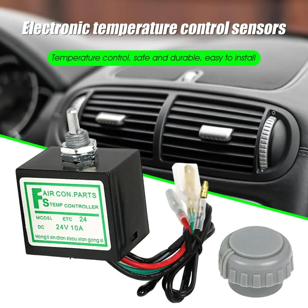 AC Thermostat Controller  Practical Heat-resistant Anti-Corrosion  12V/24V 10A Car A/C Temperature Switch for Car