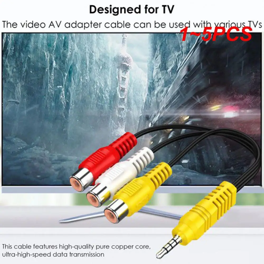 1~5PCS 3.5mm To 3 Rca Extend Connectivity Easy To Use Tv Accessories Premium Advanced Av Adapter Video Input Video Cable