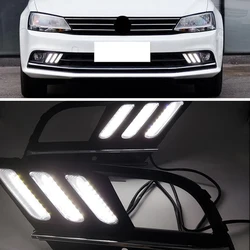 LED Daytime Running Light For Volkswagen VW Jetta Sagitar MK6 2015 2016 2017 2018 DRL Dynamic Turn Signal White Yellow Blue 12V