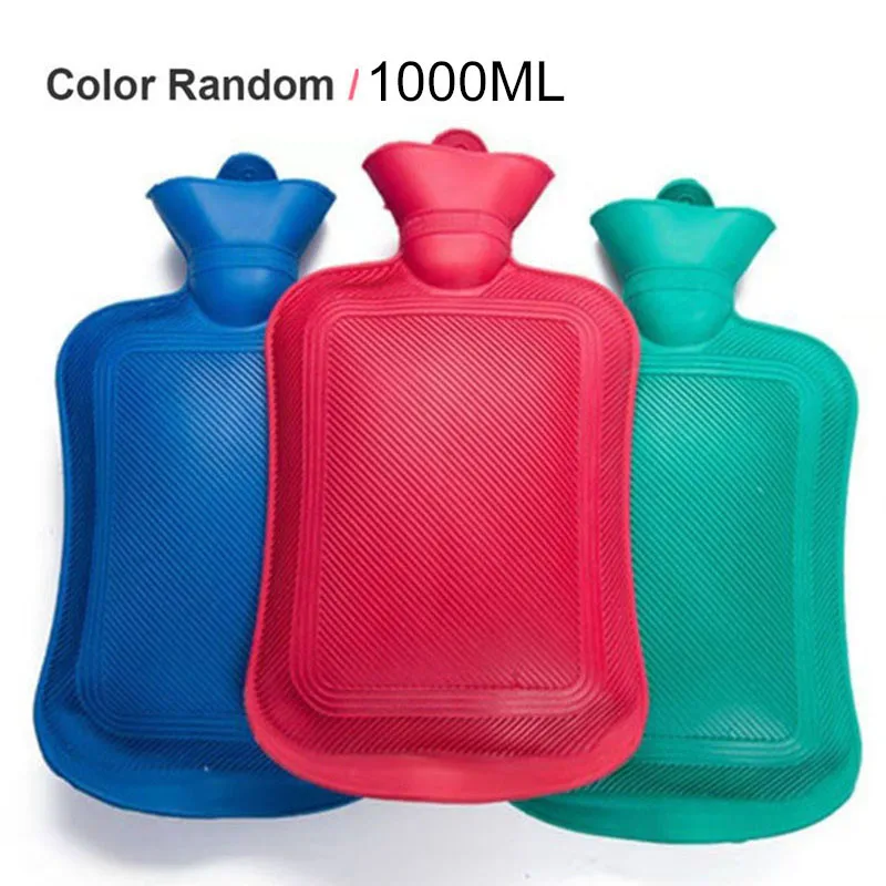 500/1000ML Thick Hot Water Bottles Winter Warm for Girls Women Pain Relief Bed Hand Feet Hot Water Bag Color Random