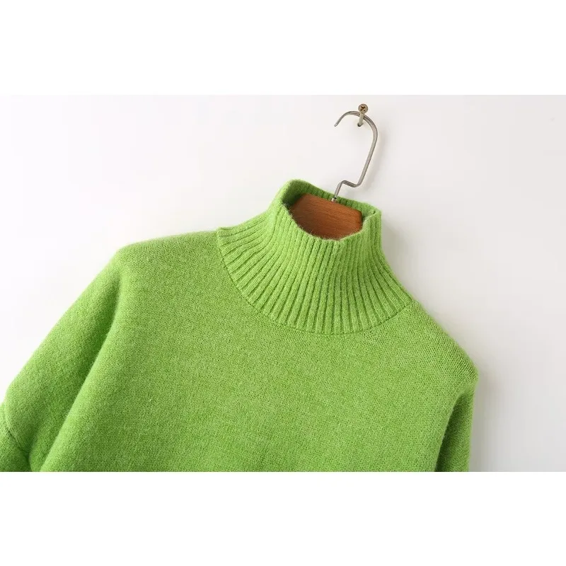 TRAF ZR Cozy Sweaters Harajuku Vintage Long Sleeve Sweaters Solid Turtleneck Pullovers Y2k Vintage Top Minimalist Pullovers