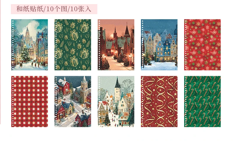 Journal GO 50 Blatt Weihnachts-Stickerbuch Spiralgebunden PET & Washi-Aufkleber für Karten, Scrapbooking, Journale, Planer & Bastelarbeiten – Detail 16